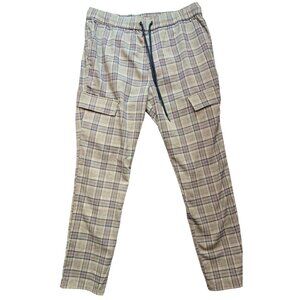 Pacsun Men's Straight Cargo Trouser Pants Stretch Size Large Brown Multi Plaid